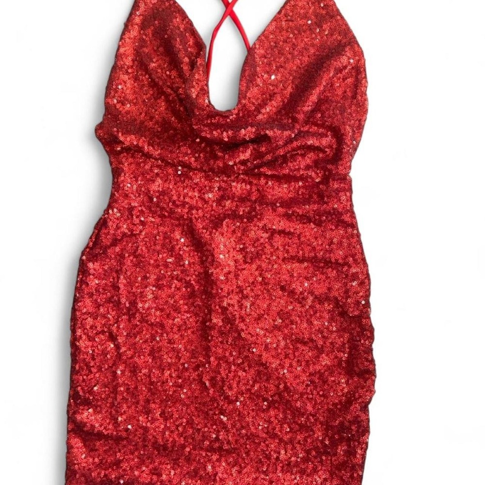 Red sequin midi dress from Fashion Nova